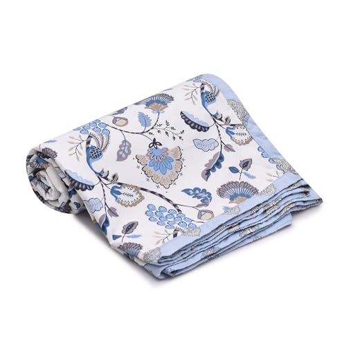 Image of Amazon Brand - Umi Soft Cotton Dohar AC Blanket Single Bed Size 57x87 Inch | 160 TC Three Layer Lightweight Quilt | Reversible Summer Comforter