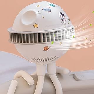 Stroller Fan Portable Fan With DIY Stickers, USB Recharge and 4 Speed Adjustable Fan, Handheld Personal Fan with 2 in 1 Flexible Tripod Hidden Bladeless Fan for Desk, Car Seats, and Bicycle (White)