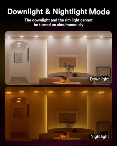 Image of Lumary RGBAI Smart Recessed Lighting 6 Inch with Gradient Accent and Night Ring, 12W 1000LM Wi-Fi LED Recessed Lights, LED Downlight Compatible with Alexa /Google Assistant /Siri, 4PCS