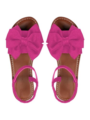 Image of GORGLITTER Women's Bow Flat Sandals 2026 Dressy Cute Ankle Strap Slides | Summer Shoes for Women 2026, Slip On Open Toe Flats, Slingback Slides, Vacation Dress Sandals