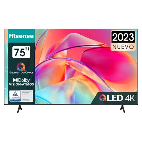 Hisense TV 75E7KQ - QLED Smart TV de 75 Pulgadas Televisor, Quantum Dot Colour, Dolby Vision,Dolby Atmos, Modo Juego PLUS, 60Hz VRR, Bluetooth&HDMI,control por voz televisor, VIDAA (2023)