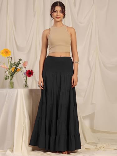 Image of OTABU | Skirt for Women | Tiered Maxi | Smocked Waist Silhouette | Flowing Everyday Wear.