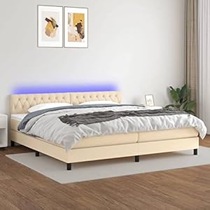 Homgoday Boxspringbett mit LED-Lichtern 200x200cm
