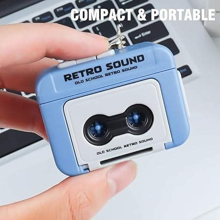 Image of Mini Retro Tape Keychain Sound Mini, Portable Gift, Keyring for Bag, Car and Bike