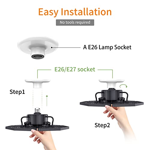 Led Garage Lights, 140W 18500 Lumens Garage Ceiling Lighting, 6000K Daylight With Deformable Three Panels Garage Light Fixture E26/E27 Triple Glow Led Shop Light For Garage Basement Workshop Warehouse #TOP4