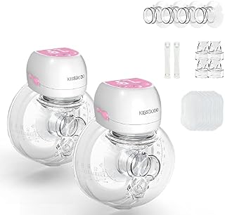 Wearable Breast Pump, Plainless Electric Hands Free Breast Pump, 2 Modes & 9 Levels with LCD Display, Low Noise Rechargeable Wireless Protable Breast Pump with 21mm/24mm Flanges (Pink 2PCS)