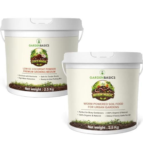 Image of Worm Magic Vermicompost 2.5kg & Coco Magic Cocopeat Powder 2.5kg Combo | Organic Soil Booster for Faster Plant Growth | Ideal for Terrace Garden, Indoor Plants & Potting Mix