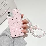 RRFNNF Cute Polka Dot Phone Case for iPhone 6 Plus / 6s Plus, Aesthetic Slim Soft Durable with Bling Bracelet Chain Shockproof TPU Protective Cover for Women Girls, Pink