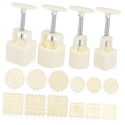 Ipetboom Moon Cake Mold Press Floral Patterns Food-Grade Flower Designs for Traditional Mid Autumn Festival Mooncake Baking