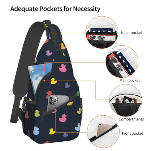 Cute Duck Print Sling Backpack Travel Hiking Daypack Cute Duck Crossbody Casual Shoulder Bag3