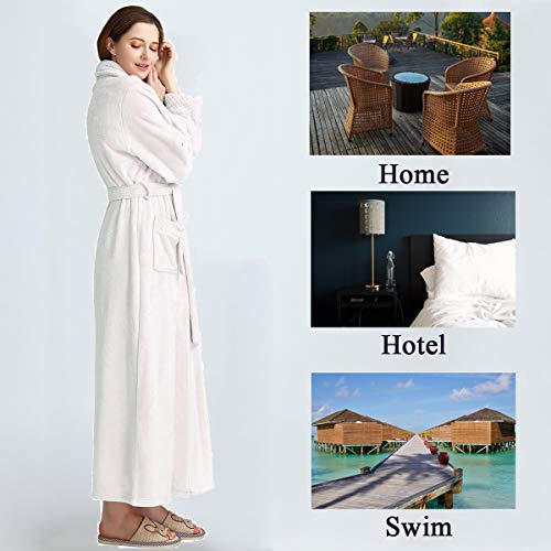 Image of Hellomamma Long Bath Robe for Womens Plush Soft Fleece Bathrobes Nightgown Ladies Pajamas Sleepwear Housecoat