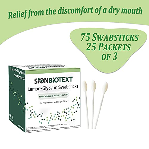 Lemon Glycerin Swabs By Sion Medical. Temporary Relief Of Minor Soreness And And Mouth Irritation, Dry Mouth And Fresh Breath. Moistened Swabsticks With Lemon Flavored 75 Count (25 Packs Of 3 Units) #TOP6