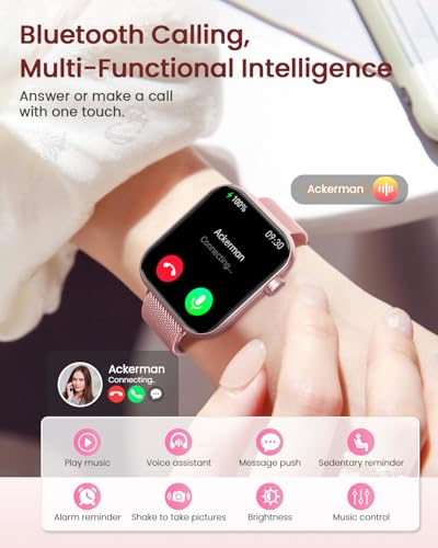 2025 Smartwatch Damen mit Telefonfunktion, 1,85'' Zoll Uhren Damen mit SpO2, 110+ Sportuhr, Herzfrequenz, Schlafmonitor, Menstruationszyklus, IP68 wasserdichte für iOS und Android, Rosa – Bild 5