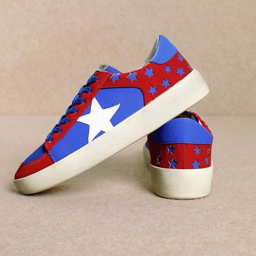 Mi.iM Candace Rubber Sole Lace-up Leather Glitter Star Sneakers4