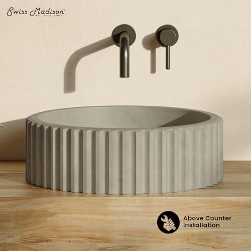 Swiss Madison Lafayette 16" Round Concrete Vessel Sink in Taupe by Swiss Madison - Used condition - Image 3
