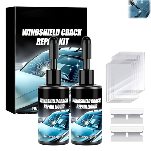 Windshield Crack Repair Kit,Upgraded Car Windshield Chip Repair Kit,Car Crack Gone Glass Repair Kit Car Glass Repair Kit for Cracks and Chips,Glass Repair Tool for Glasses,Mirrors(2Pcs)