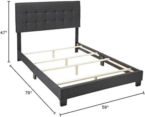 Miniatura 3 de Baxton Studio Elaina - Cama de tela moderna y contemporánea, completa, color gris oscuro