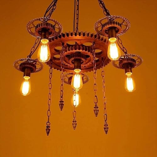 Table lustre personnalisé rétro E27 et suspension industrielle 6 têtes
