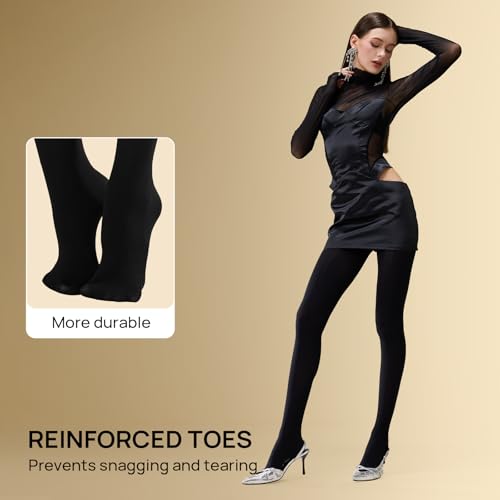 Image of MANZI Microfibre Tights for Women, Semi Opaque Solid Colored Footed Pantyhose 70 Denier