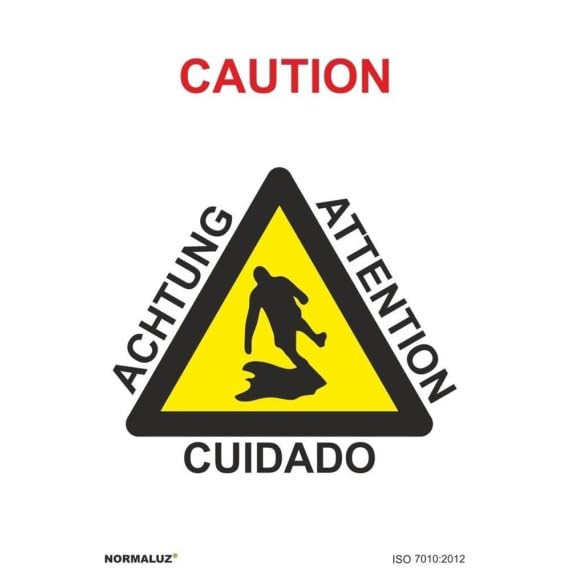 Señal de advertencia Caution, Cuidado, Achtung, Attention SEKURECO