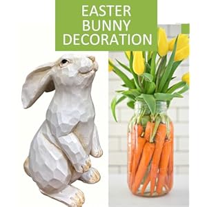 Easter bunny decoration decorative farmhouse modern standing white rabbit bunny figurine home decor accents carved rustic distressed animal bunny rabbits ornaments  urban country home decor