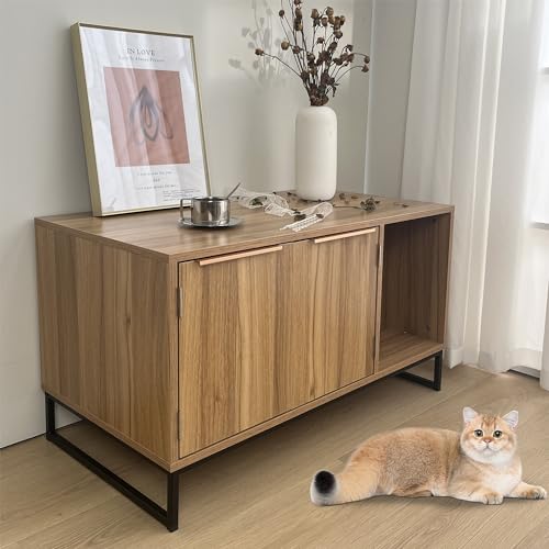 image for FerniTry Cat Large Litter Box Enclosure Furniture, Hidden Cat Litter B