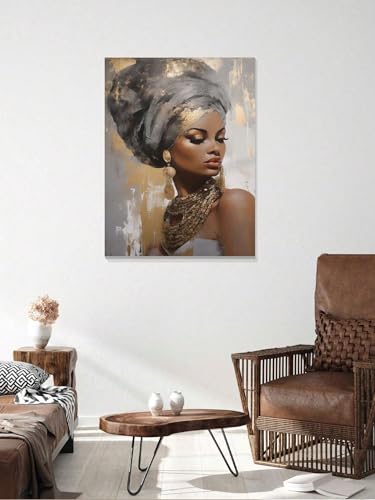 Peinture sur toile femme africaine portrait décoration murale salon 40x60