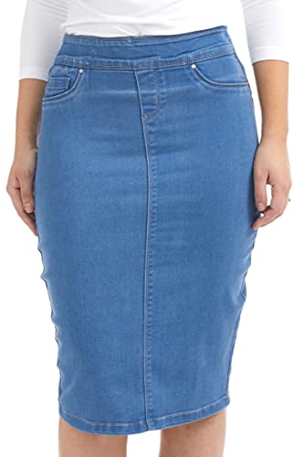 Amazon.com: ESTEEZ High Waisted Denim Midi Skirt - Tummy Control