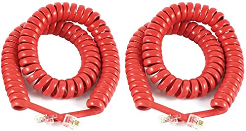 XYWHPGV 2pcs RJ9 4P4C Cable de línea de auricular de teléfono en espiral elástico rojo 2.5m 8.2ft(b1c5b d1483 59a4a 615de 02105 8c570