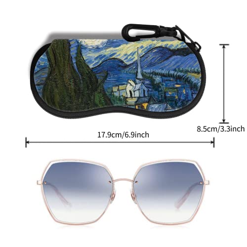 Hion Eyeglass Case Sunglasses Soft Pouch with Belt Clip Ultra Light Neoprene Zipper Eyeglass Case Printed Sunglass Bag for Stylish Portable Travel Glasses Casefor Men & Women(Starry Night) - Thumbnail 2