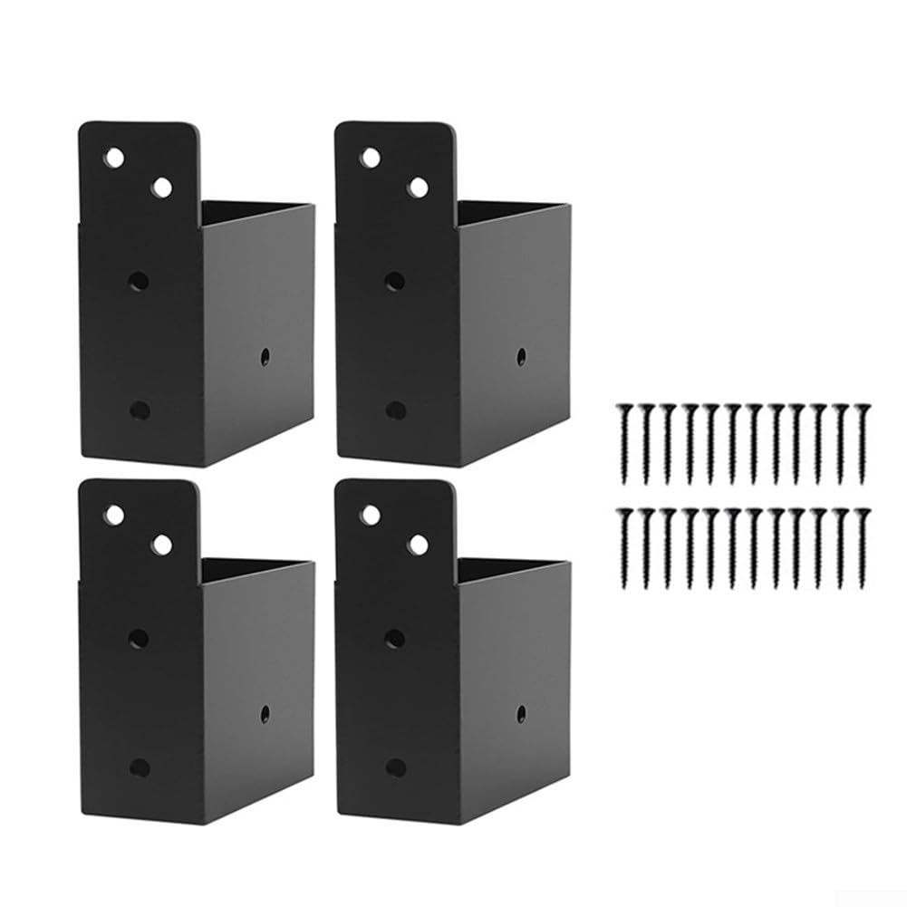 Confezione da 4 staffe per pergola in acciaio al carbonio nero per montaggio su pali in legno 2 x 4 e supporto per ringhiera, kit di connettori resistenti per progetti di costruzione di