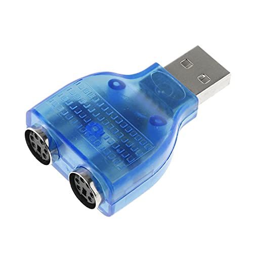 DGZZI USB to PS/2 Converter 2PCS Blue USB Male to Dual PS2 Female Adapter for Keyboard Mouse Connector