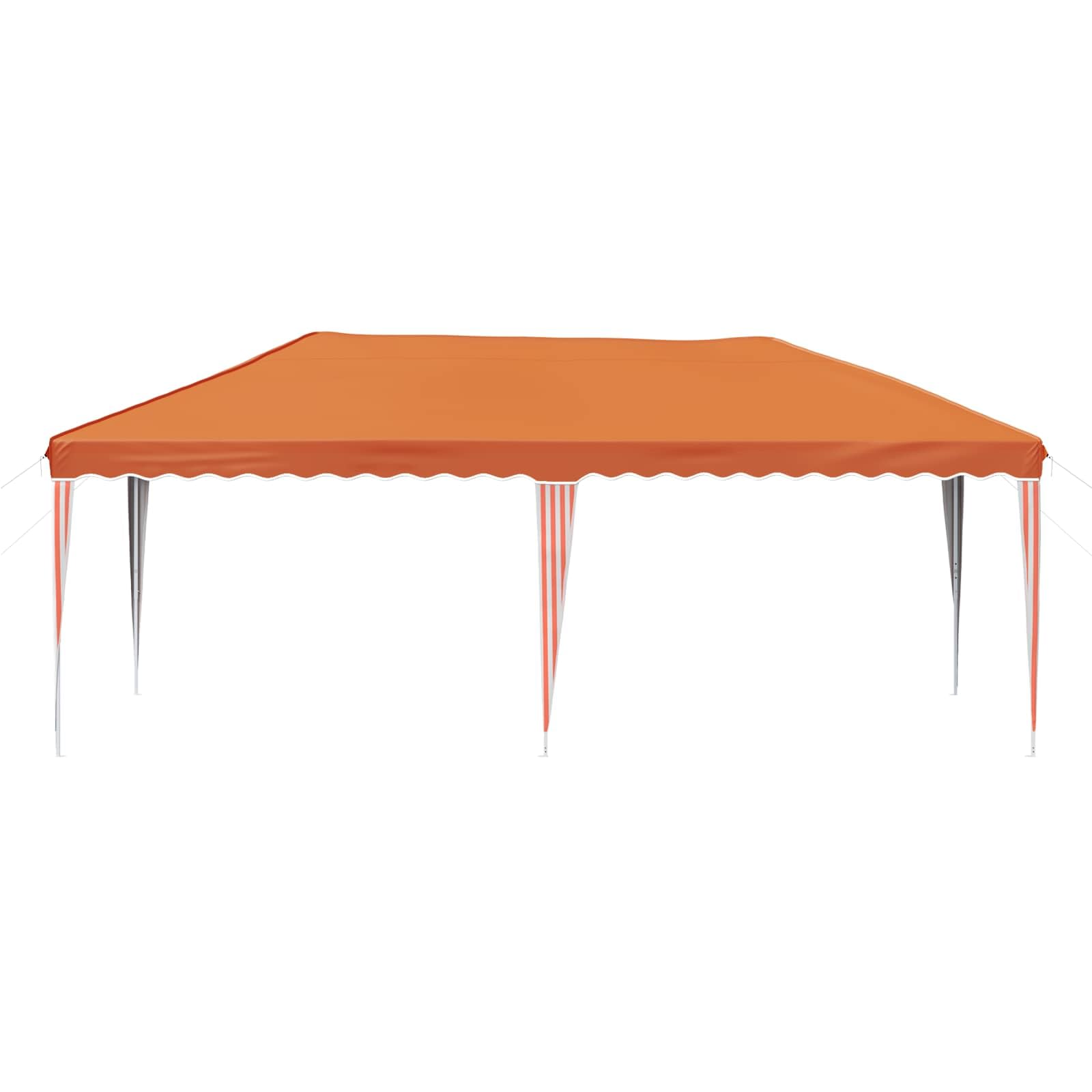 Namiot imprezowy Pop-up 575 x 290 x 245 cm, pomarańczowy, z malowaną proszkowo stalową ramą, odporny na warunki atmosferyczne, odporny na działanie promieni UV, składany i z regulacją