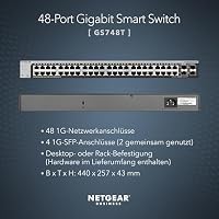 NETGEAR 48-Port Gigabit Ethernet Smart Switch (GS748T): Managed, optional mit 1 Jahr Insight Cloud Management, mit 2 1G SFP und 2 1G Combo, Desktop- oder Rack-Befestigung – Ansicht 2