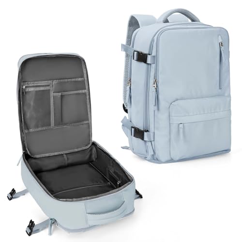 Mochila de viagem grande feminina, bagagem de mão, mochila impermeável para fazer trilha e esportes ao ar livre, mochila escolar, C - azul