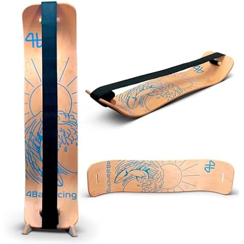4Balancing Balance Board for Kids - Slackline Wooden Wobble Board - Slackboard Balance Trainer for Coordination - Training for Skateboard, Snowboard, Football, Soccer, Baseball, Basketball - Surfboard Cover