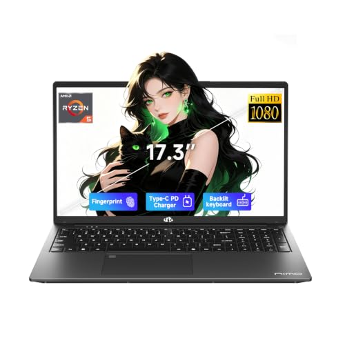 Image of NIMO 17.3 inch AI Ready Laptop, AMD Ryzen 5 6-Core, 64GB DDR5 RAM, 1TB SSD | (Beat Ryzen 7 7730U up to 4.5GHz) Radeon 660M, 100W Fast PD & backlit keyboard for office work & multitasking, 2-Yr Warranty