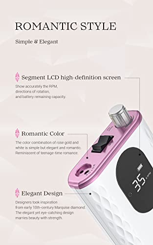 Melodysusie Nail Drill 35000Rpm Portable Electric Nail Drill, Portable Electric Nail File For Acrylic Gel Nails, Professional Nail Drill For Manicure Pedicure Polishing -Mr5 #TOP5