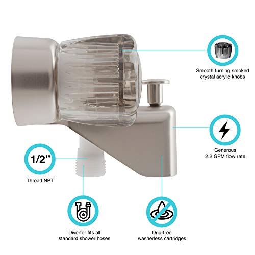 Dura Faucet Df-Sa110S-Sn Rv Tub & Shower Faucet Valve Diverter With Smoked Acrylic Knobs (Brushed Satin Nickel) #TOP3
