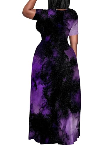Image of SUZONANA Plus Size Dresses for Women Summer Casual Maxi Dress Short Sleeve Loose Vacation Dress
