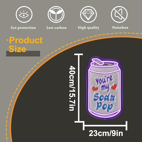 Image of Allball You'Re My Soda Pop Neon Sign, Soda Pop Neon Light Valentine'S Day Decor USB Powered Drink Can LED Dimmable, for Bar Club Party Restaurant Kitchen Dessert Shop Birthday Gifts(15.7 * 9 In)