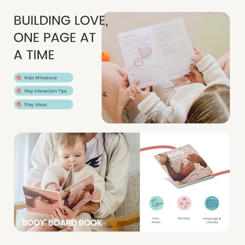 Tiny Land Montessori Toy Set for Babies 7-9 Months Senser Play Kit - 5-in-1 Wooden Learning Toys with Object Permanence Box, Sensory Ball, Stacking Cups and Mirror Puzzle,Body Board Book - Image 5