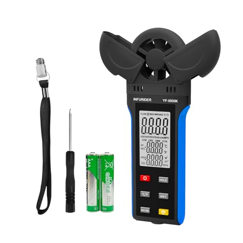 Digitales Anemometer, 0,3–30 m/s Wind Gauge, 6 Einheiten Windgeschwindigkeitsmessgerät, Windmesser für Temperatur, Relative Luftfeuchtigkeit, Windmesser mit Datenspeicherung