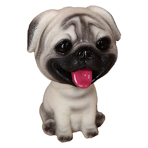 Car Dashboard Shaking Dog Adornments - 1Pcs Car Bobbleheads Shake Head Toy Bobble Dog Resin Simulation for Car Vehicle Decoration Home (Pug)
