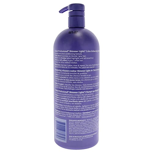 Clairol Professional Shimmer Lights Purple Shampoo, 31.5 Fl. Oz | Neutralizes Brass & Yellow Tones | For Blonde, Silver, Gray & Highlighted Hair #TOP1
