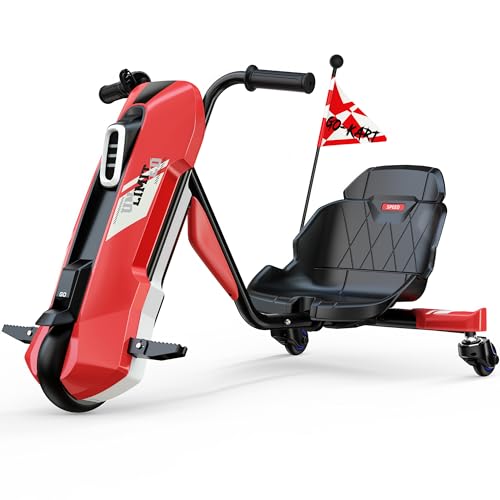 Image of 24V Electric Go Kart for Kids Age 6-12, 360 Spin Drift Cart, Red