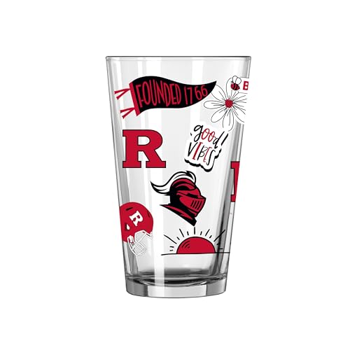 FANMATS NCAA Rutgers Scarlet Knights 16 oz Pint Glass — Officially Licensed | Glassware | 16 Fluid Ounces | Team Color Design