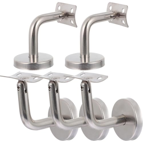 Support de rampe escalier inox argenté, lot de 5 pour main courante murale de salon