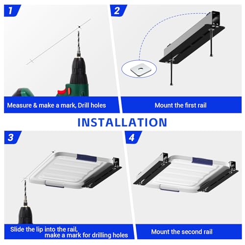 Fixirons 5 Stück Überkopf-Aufbewahrungsbehälter, Deckenregale für Abfallbehälter, robustes Regal, Deckengarage/Garagenaufbewahrung