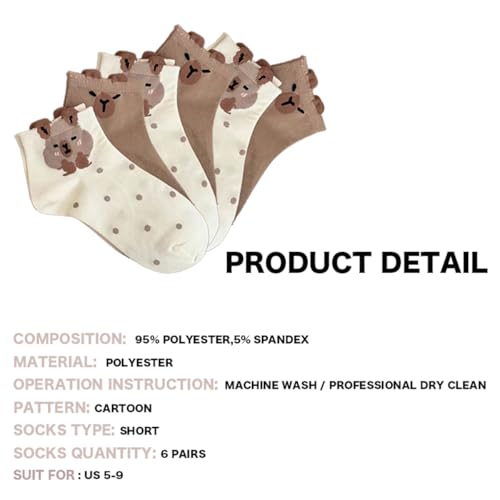 6 Pairs Fuzzy Capybara Socks for Women Cozy Socks Fluffy Socks Slipper Socks Crew Socks Kawaii Socks4
